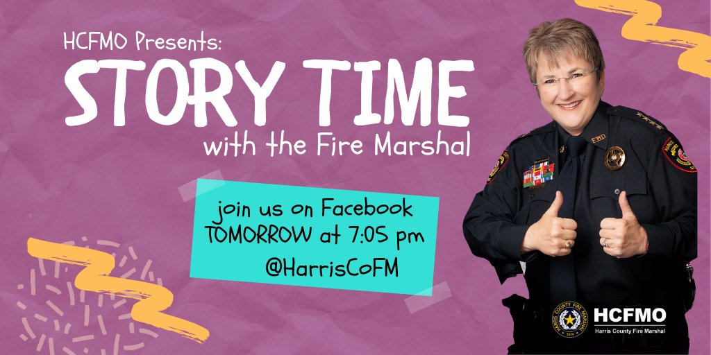 Chiefllc's tweet photo. I am so excited to read to your kids TOMORROW for Story Time with the Fire Marshal on the @hcfmo Facebook page (@HarrisCoFM)! I can't stress enough how important it is that your kids learn #FireSafety from a young age; it could save their life one day! #FirePrevention #HCFMO https://t.co/BPKziRhLYw