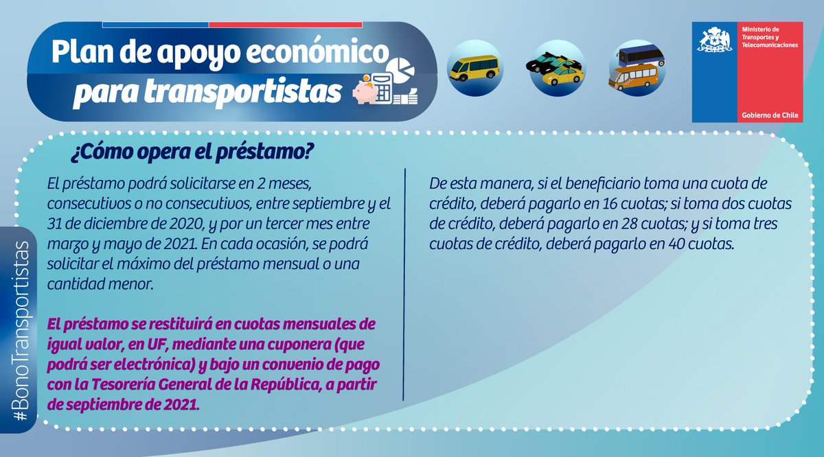 MTTAntofagasta's tweet photo. 👏‼️107.146 propietarios y 74.159 conductores no propietarios de:
🚖Taxis
🚕Colectivos rurales y urbanos
🚘Taxis ejecutivos y turismo
🚌Buses
🚐Minibuses urbanos y rurales
🚍Transporte escolar
Deben postular desde hoy 15/septiembre al #BonoTransportistas‼️
https://t.co/a5gZo2OzQP https://t.co/ObsiZNwaIk