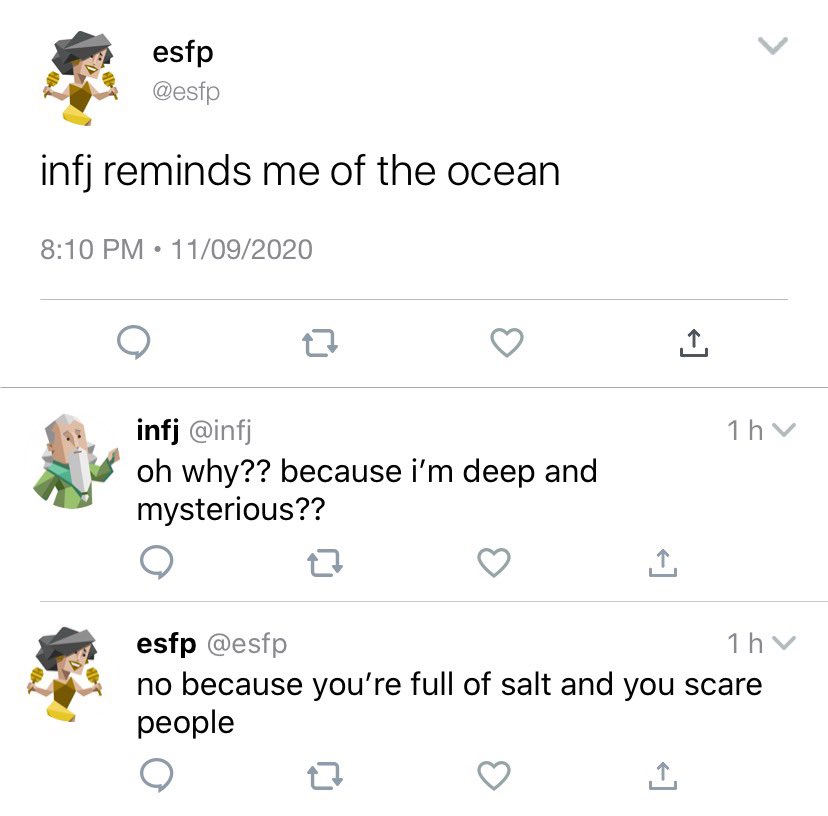 correctmbti's tweet photo. #ESFP #INFJ https://t.co/nmewv7hZUR