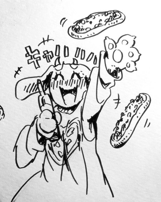 持ってるのはエッグノグのつもりだったけどピザを投げさせてしまった 