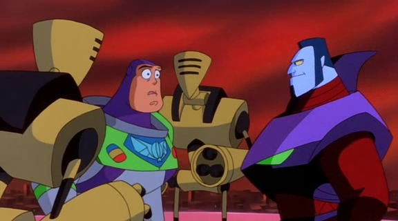 Buzz gets knocked out by the rocket fist on Warp's new cyberbiotic arm (no explanation ever given to where the original arm went) and wakes up very confused. Warp explains the exploding moon was fake and Buzz runs through every SF explanation of why Warp is suddenly evil, (11/?)