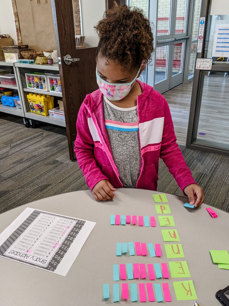 DeskinDLS's tweet photo. Coding our names using Markup and everyday items. What patterns can you find in our binary name codes? #CREcoyotes #BeMeChallenge https://t.co/rQQosJcliC