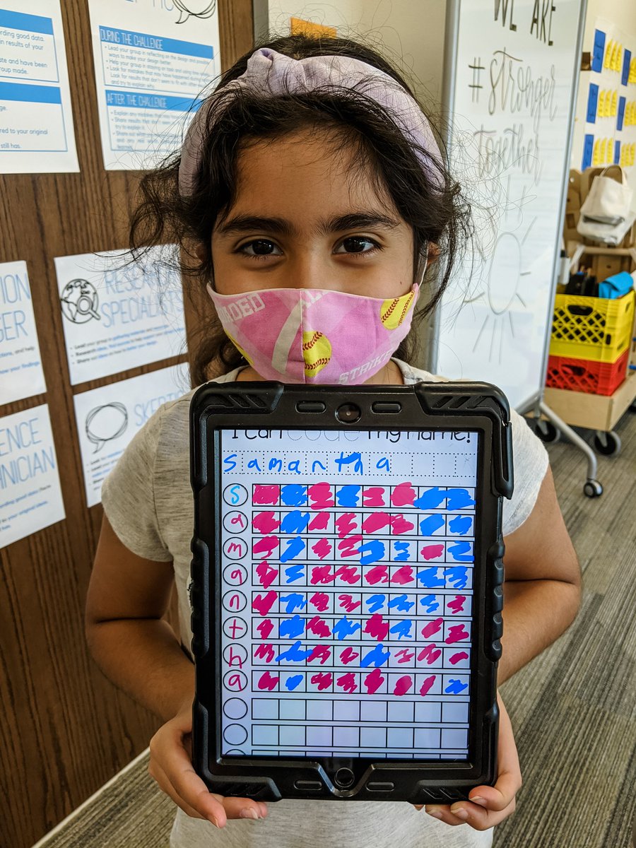 DeskinDLS's tweet photo. Coding our names using Markup and everyday items. What patterns can you find in our binary name codes? #CREcoyotes #BeMeChallenge https://t.co/rQQosJcliC