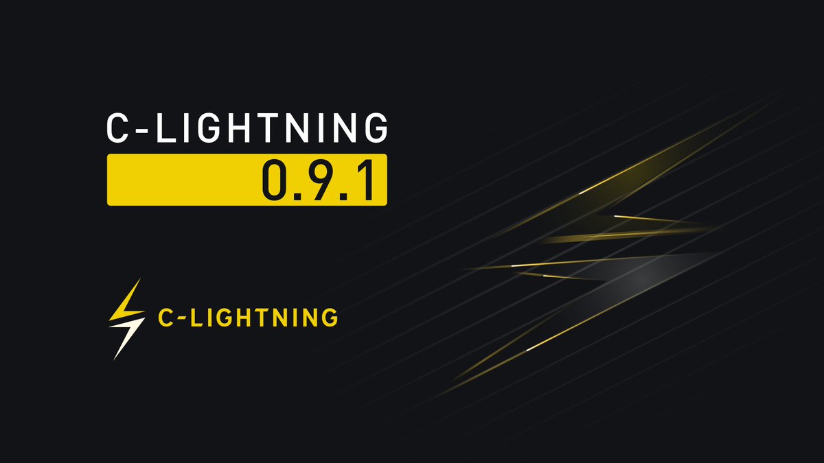 Blockstream's tweet photo. We're happy to announce #clightning v0.9.1. This release includes 391 commits from 15 contributors (3 new!) from all over the 🌐. The biggest changes include general speedups, MPP fixes + refinements, &amp; a new multifundchannel plugin. #LightningNetwork ⚡️🔌 https://t.co/Fw7cu65BFA https://t.co/a8EfHH1P7X