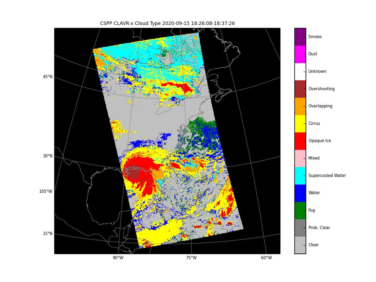 DAPS_Grad's tweet photo. The @CARE_HamptonU DBS received some incredible looking images and products this afternoon! The first image is a #VIIRS true-color image and clearly shows the #smoke that our region has been dealing with today, as well as a great look at #HurricaneSally! https://t.co/eelwdhBzD7