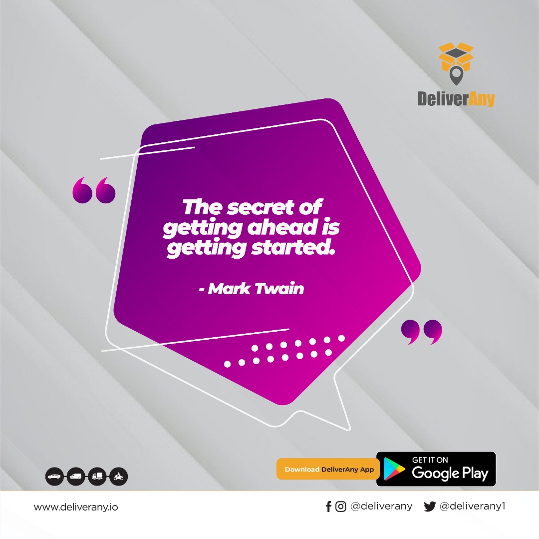Deliverany1's tweet photo. “The secret of getting ahead is getting started.” – Mark Twain

Whatever you set your mind on doing, do it without fear.

All it takes is the first step towards making your dream a reality.

#TuesdayMotivation #inspiration #Deliverany https://t.co/FtYWkFyFly