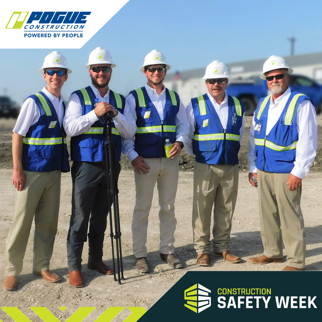 PogueConstruct's tweet image. Let&apos;s #FocusOnTheFundamentals of Safety. Workers are required to wear full PPE: hardhat, vest, glasses, boots &amp;amp; gloves if working w/their hands. By suiting up, we ensure everyone goes home to their families at night. #ConstructionSafetyWeek #PPE #CommunityBuilder #PoweredByPeople