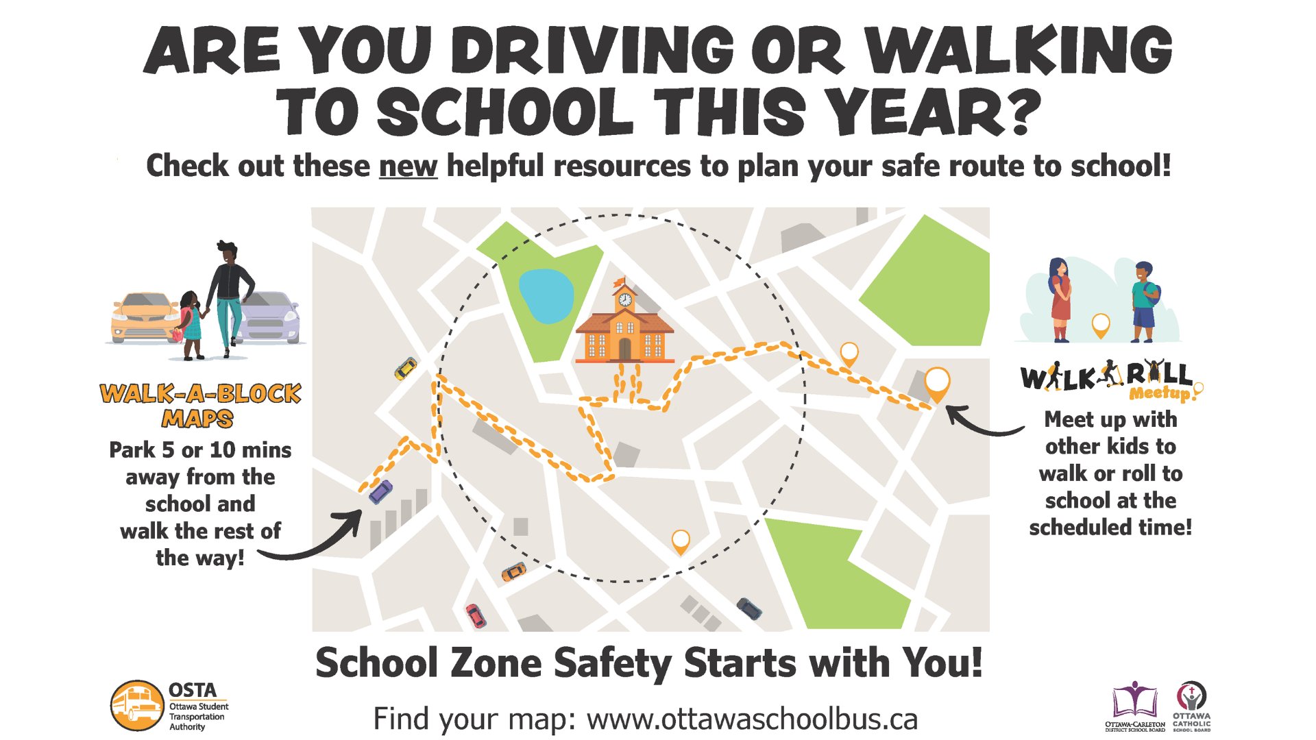 Plan Your Walking Route Ottawa Catholic School Board On Twitter: "Are You Driving Or Walking To  School? Here Are Some Tips Via @Ottschoolbus. ➡️ Plan Your Route ➡️  Download Your Walk-A-Block Map ➡️ Meet Up And