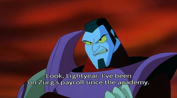 incl. evil clone, amnesia, and a few others. Warp denies them all and instead says he's been working for Zurg since their Academy days. (We see this in a flashback in a later ep, which I'll cover.) Warp also says he got "the LGMs" to tell him about the Unimind. (12/?)