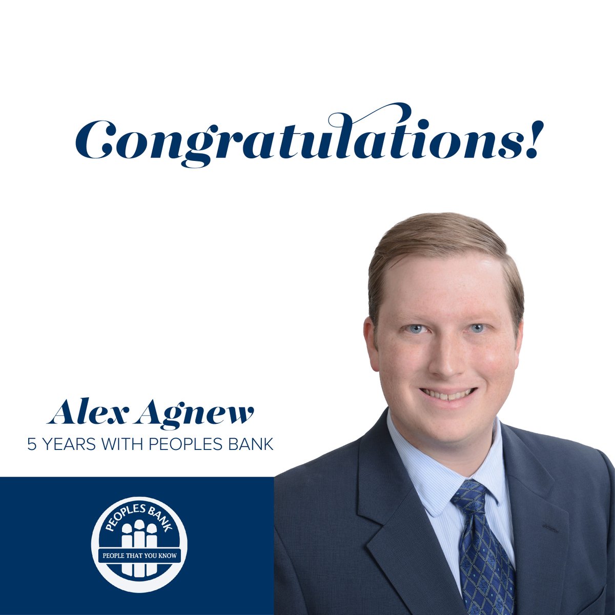 Peoples_BankTX's tweet photo. Please help us congratulate Alex Agnew, Banking Officer and Credit Department, on celebrating his five-year work anniversary! Weβre grateful for all you do, Alex! #PeoplesBank #PeopleThatYouKnow #WorkAnniversary #CommunityBank https://t.co/wjU4rVckFw