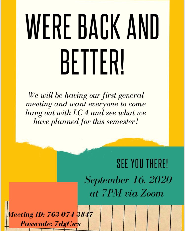 LCASFA_'s tweet photo. Come out and see what we have planned for the semester! https://t.co/PQZKBhyn4B
