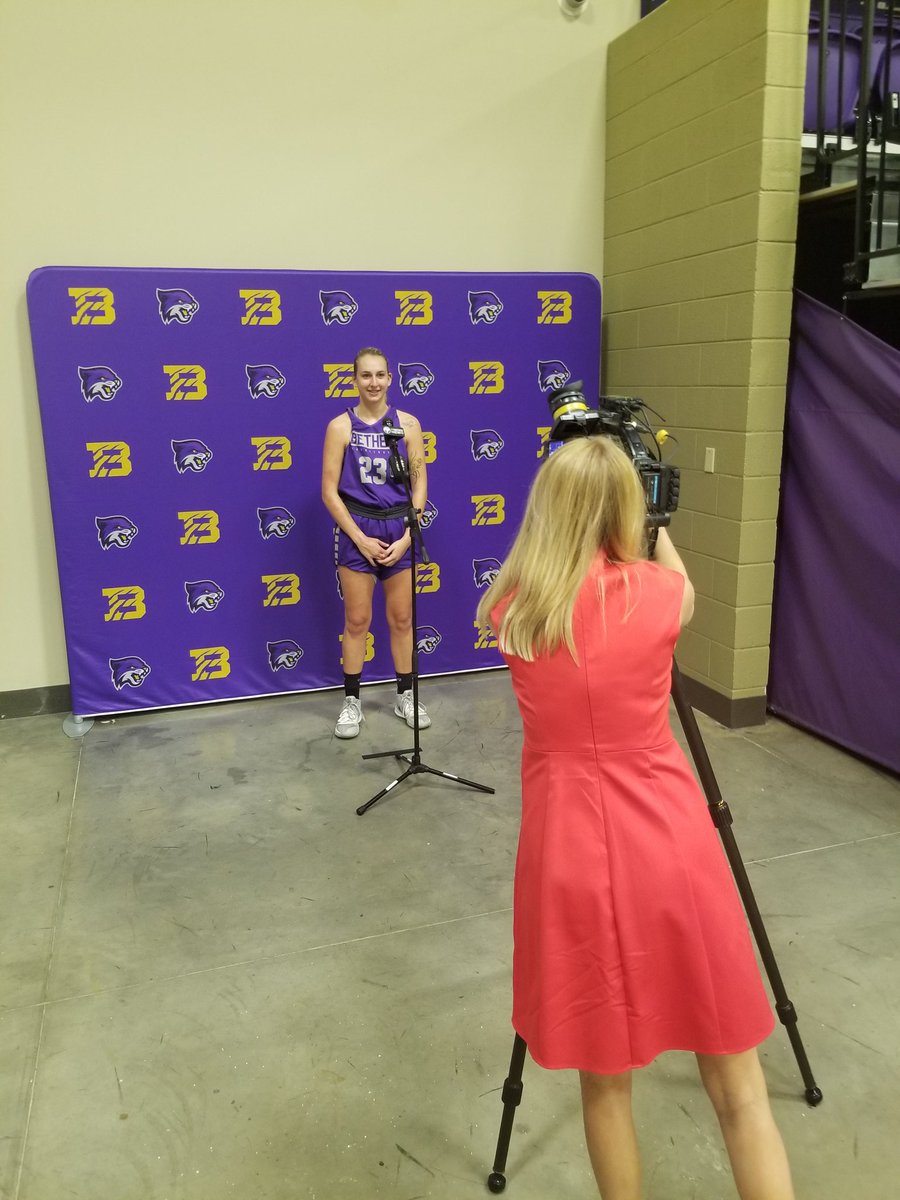 BUWildcats's tweet photo. @BULadyCatsBBall Bethel's Mickey Head being  interviewed by WBBJ's Conley Grayson... https://t.co/zLTOkpKjpk