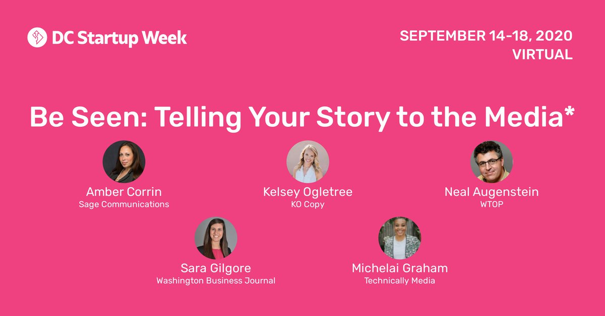 DCstartupweek's tweet photo. Up next at #dcstartupweek: Be Seen: Telling Your Story to the Media at 5:00 PM EST https://t.co/bqDSgZMvWE