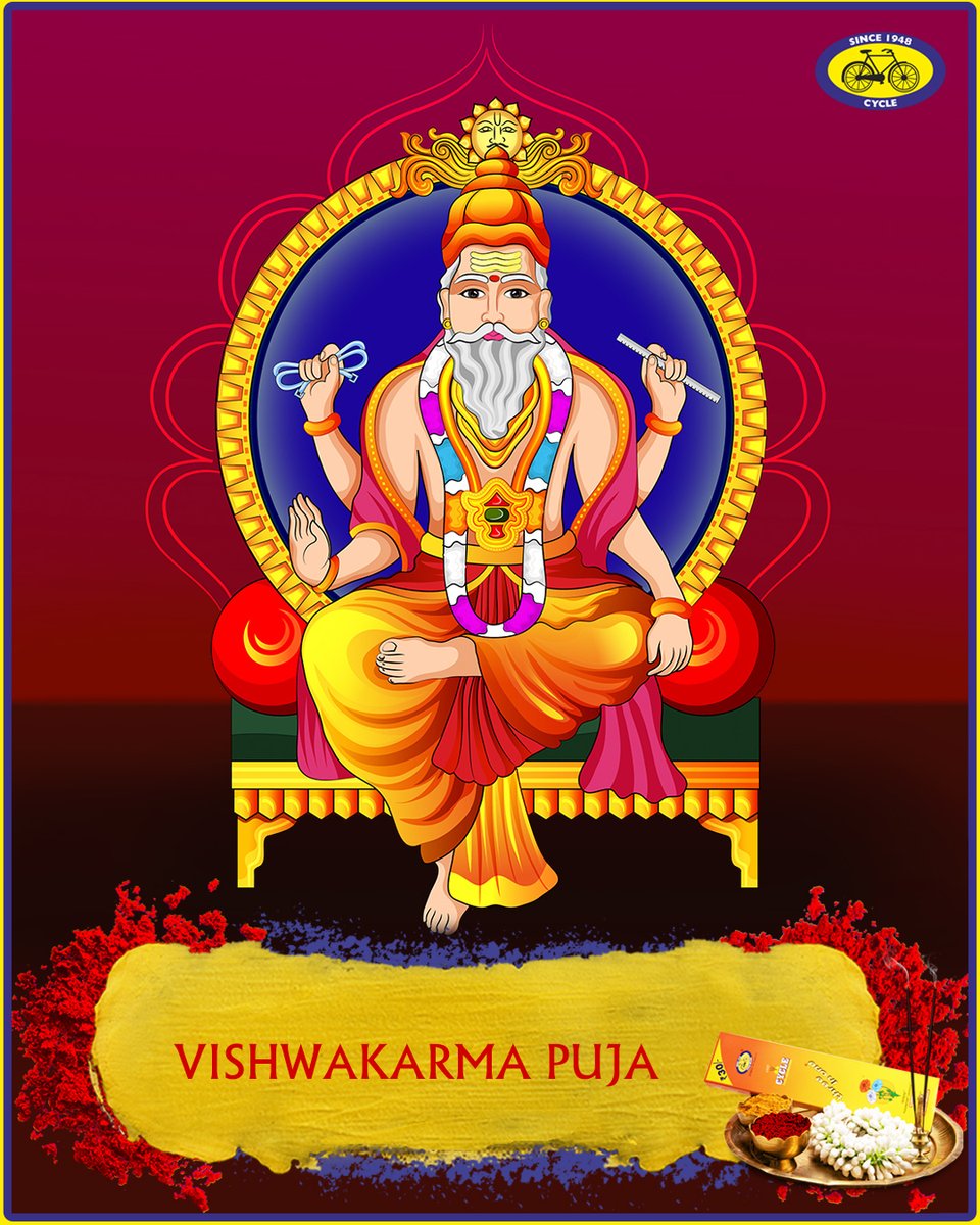 CYCLEdotIN's tweet photo. 16th #September 2020 marks the birth anniversary of the Divine Sculptor, #Vishwakarma. In states like #Assam, #UttarPradesh, #Karnataka, #WestBengal, #Bihar, #Jharkhand, #Odisha, and #Tripura, the #VishwakarmaJayanti is celebrated with pomp and glory.
#ReasonToPray https://t.co/S7HWMJ3qol