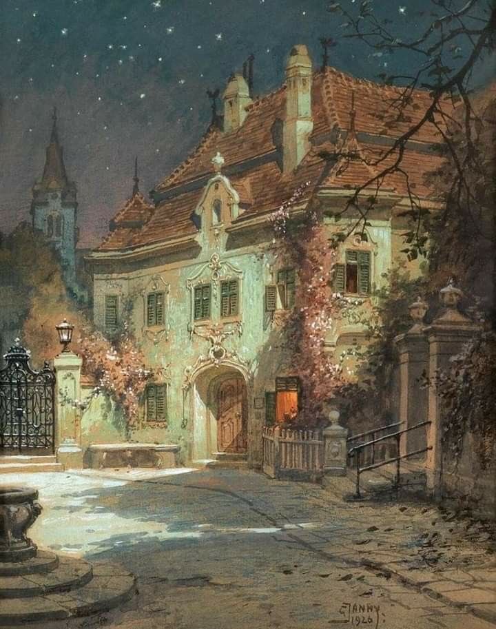Georg  Janny (1864-1935 Austrian. 
I ve always had this in my photos because it’s a favourite of mine. Love the colours and shadows. Wish I lived there! https://t.co/4NVqi1NiX2