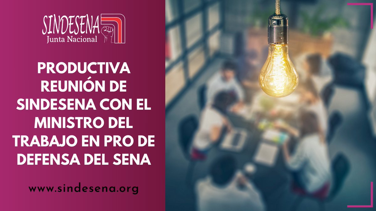 sindesenacol's tweet photo. #DebesLeer 👉 https://t.co/pWwp5RCG47

Informe de reunión SINDESENA y MINISTRO DEL TRABAJO. Se trataron las preocupaciones sobre algunas amenazas contra el SENA, la gestión de la actual administración y el incumplimiento de los acuerdos laborales con SINDESENA. https://t.co/cp0Dsyk2DN