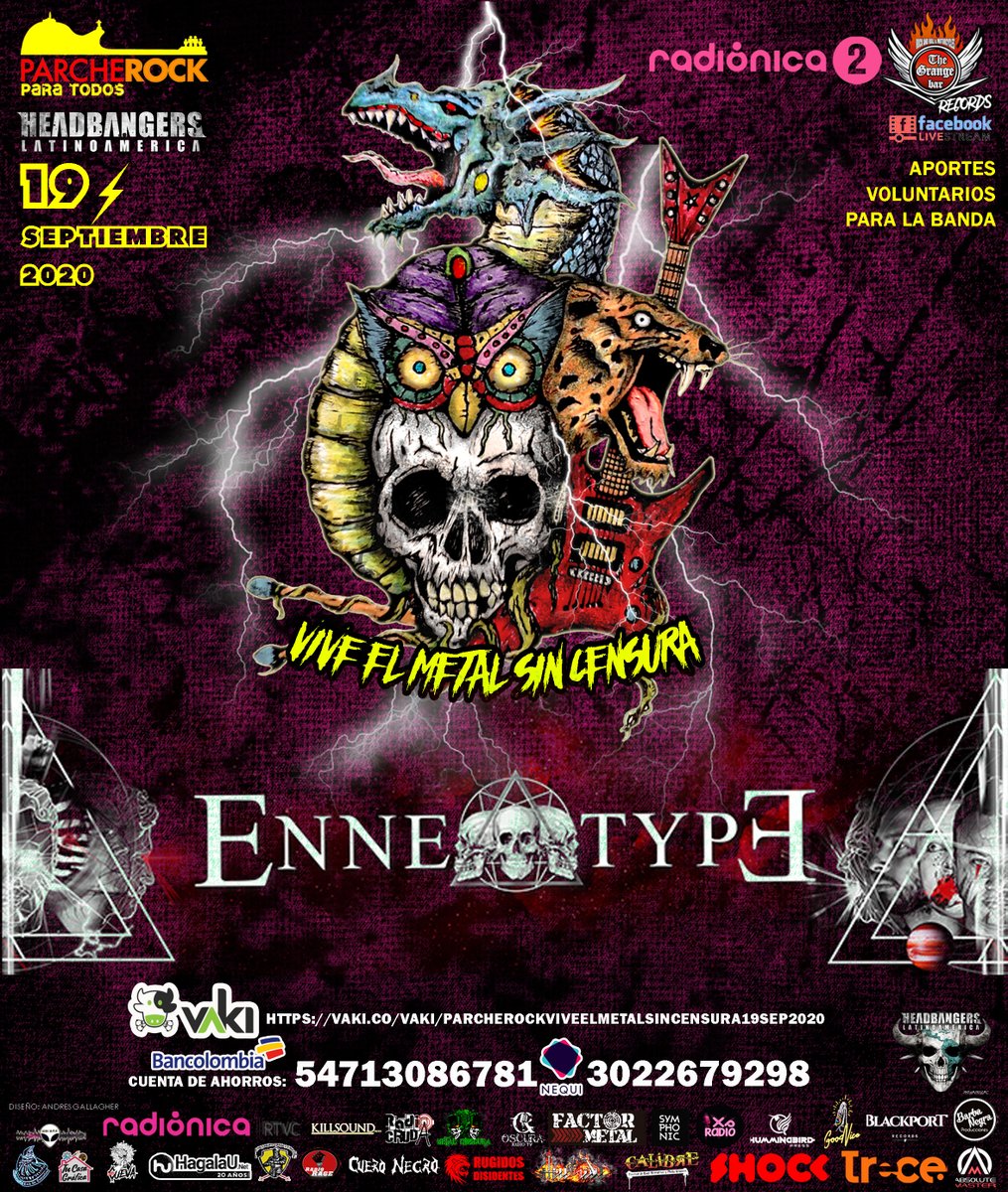 Sublemacion de #Enneatype sonando ahora en <a href="/radionica/">Mila Mila</a> banda de #VivelElmetalSinCensura de <a href="/ParcheRock/">ParcheRock</a> <a href="/thegrangebarbog/">TheGrangeRecords</a> esta sábado en Facebook Live y esta noche entrevista en <a href="/Radionica2/">Radionica 2</a>