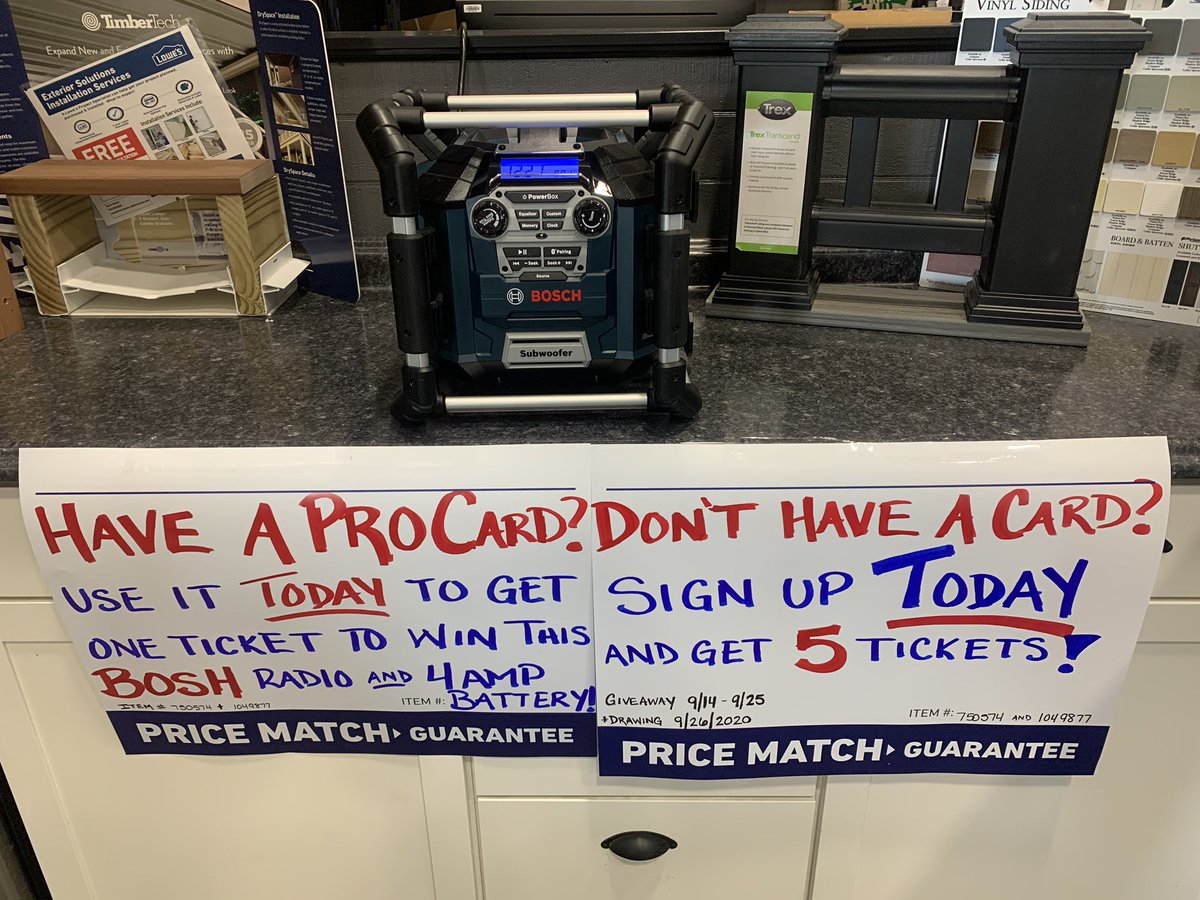 katiem2288's tweet photo. This week @Lowes we have our Pro Event going on! Come down and see all of our great JUST FOR PRO deals!! @Curtharden2288 @Nickfitz2288 @toddwingard1373 @TweetUsR30 @timdaleynymetro #lowes #proevent #lowesforpro #bosh #Giveaway https://t.co/dUeHb21Upn