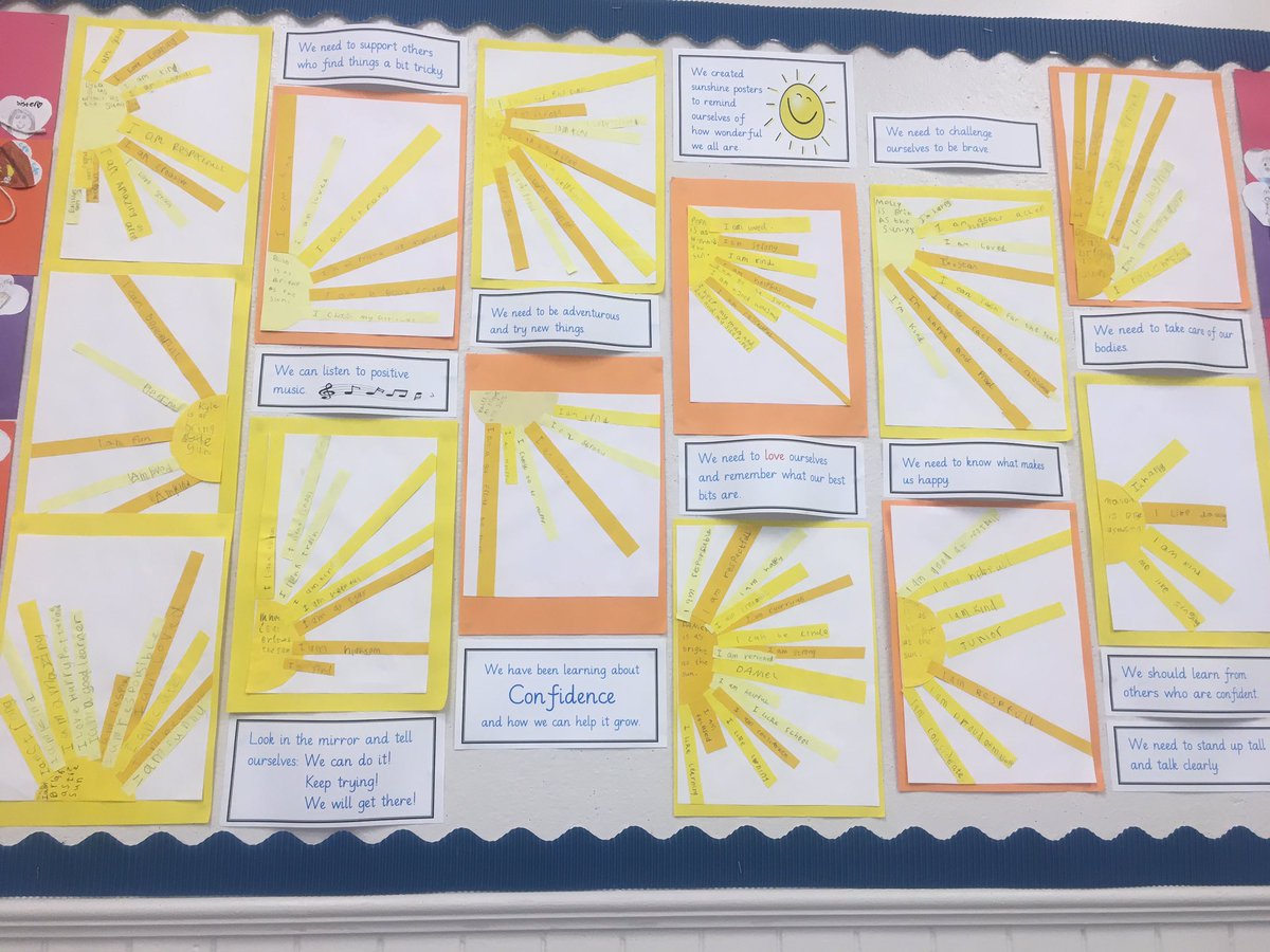 sarahburrell75's tweet photo. P3/4 have been continuing our learning about confidence and make these sunshineβs to show all the things we can do to be confident @NewtongrangePS #aspirebelieveachieve #HWB #confidentlearner https://t.co/tVir5tEaY2