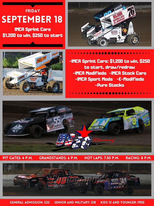 Two Points Races Remain at US 36 Raceway, Sprint Cars $1,200 to win this Friday, us36racewaydirttrack.com/news/?i=87433