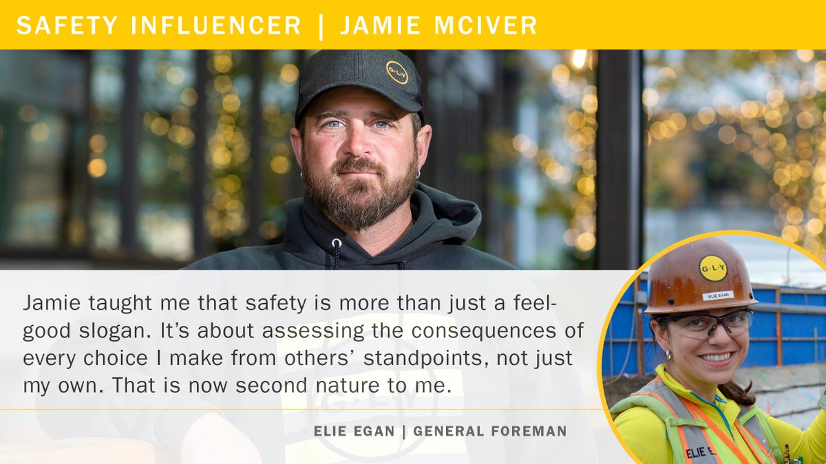 GLYConstruction's tweet photo. Meet our first #ConstructionSafetyWeek Safety Influencer, Foreman Jamie McIver. "Jamie taught me to take the time to think through every potential risk and evaluate decisions so I work smartly and safely. Thanks Jamie!" #mentorship #GLYValues #Speakup4Safety https://t.co/AOcTyGIZDR