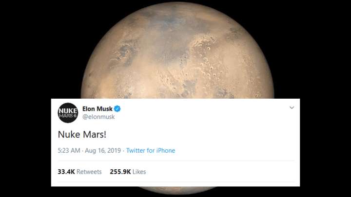 Like Tesla, Musk also takes on an interest in Mars. In fact, Musk proposes the detonation of a nuclear bomb on Mars to help with colonization. He plans to directly link to Mars via his company SpaceX.