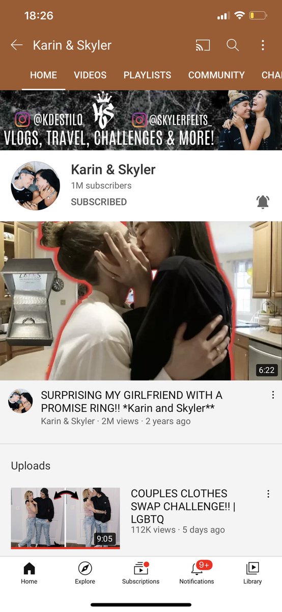 badkindofroses's tweet photo. THEY HIT 1M ON YT i’m so proud of @kdestilo &amp; @skyfelts i’ve seen them grow so much since they first started and they always stayed true to them self’s and they are always so fucking sweet and amazing to their fans it really feels like family. they deserve this so much like fr 🥺 https://t.co/t3VNFB1liQ