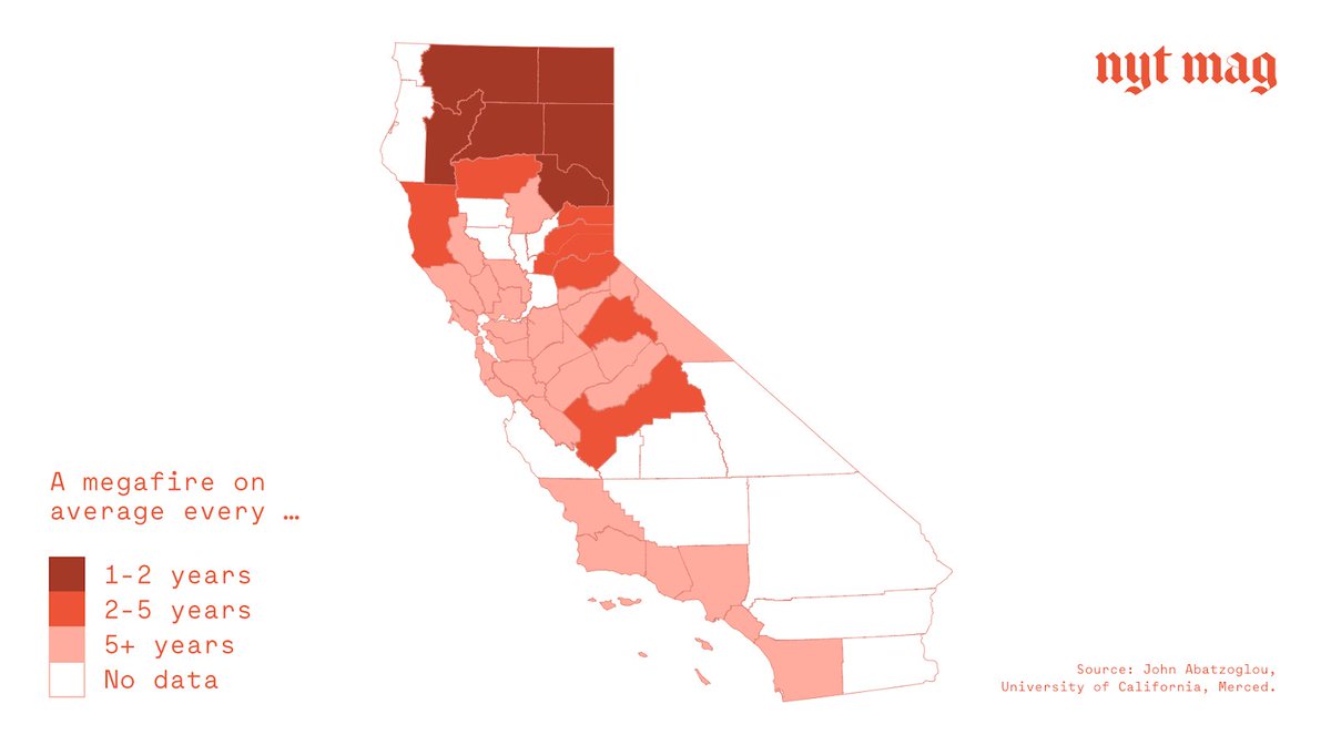 nytimes's tweet photo. By 2070, some 28 million people across the U.S. could face Manhattan-size megafires. In Northern California, they could become an annual event. https://t.co/yfC5eh5HZP https://t.co/gm5nvWNJin