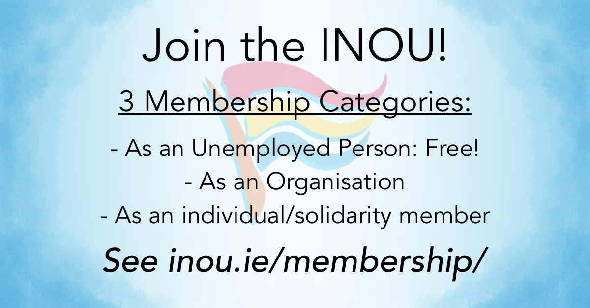 INOUIreland's tweet photo. Did you know it's FREE to join the INOU if you're unemployed? We also have categories for individual and organisation members!
For more info: https://t.co/96ZTszrR3v

#solidarity #INOUIreland #unemployment #workingforwork #work #jobs #employment #Ireland #economy https://t.co/qyKRXZgqhB