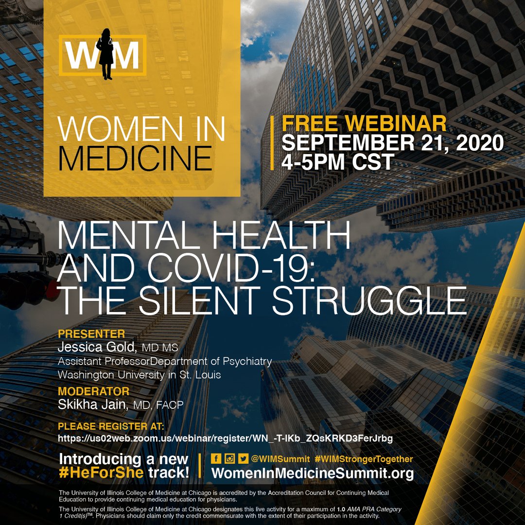Register now for this FREE webinar presented by Dr. Jessica Gold!

Attendees receive CME credit and 25% off registration for the WIM Summit.

<a href="/drjessigold/">Jessi Gold MD MS</a> <a href="/ShikhaJainMD/">Shikha Jain MD, FACP</a>