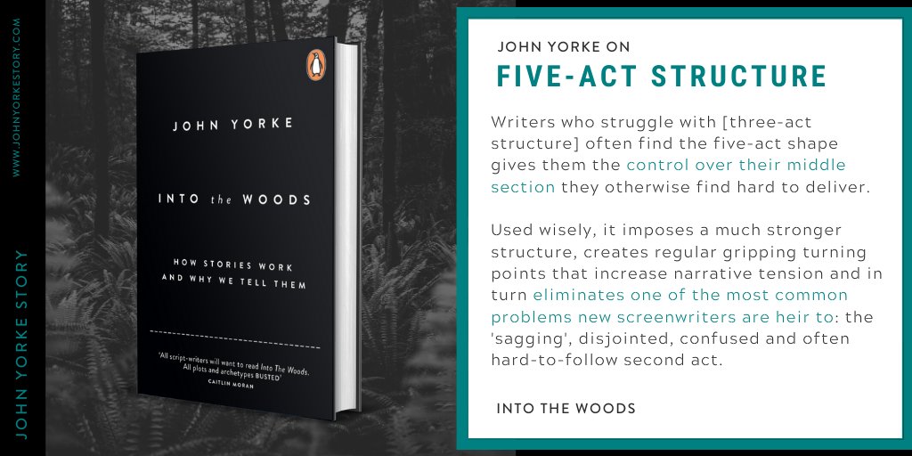 jyintothewoods's tweet photo. If you feel the middle of your story is sagging or disjointed, try following a five-act structure. Find out more about five acts here: https://t.co/tioc1rEnv2
.
#storytelling #writingtip #writingadvice #fiveactstructure #storystructure #amwriting #screenplay #screenwriting #5act https://t.co/e08UNppyyQ