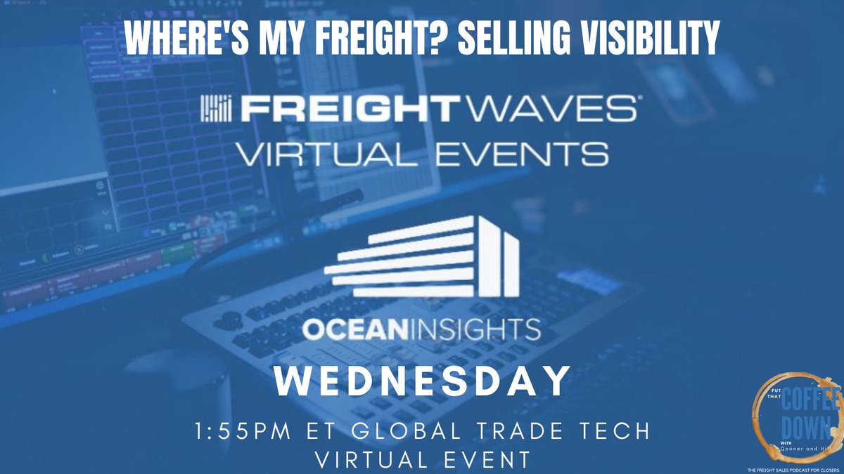 TimothyDooner's tweet photo. Tomorrow @FreightWaves virtual event #GlobalTradeTech @KevinHillCL and I welcome @Ocean_Insights Robin Jaacks to the show to talk all about selling the answer to freight's most asked question: Where's my freight! 

https://t.co/czc8aMHSaQ Live. Free. Virtually. https://t.co/b3SHtvW2Yc