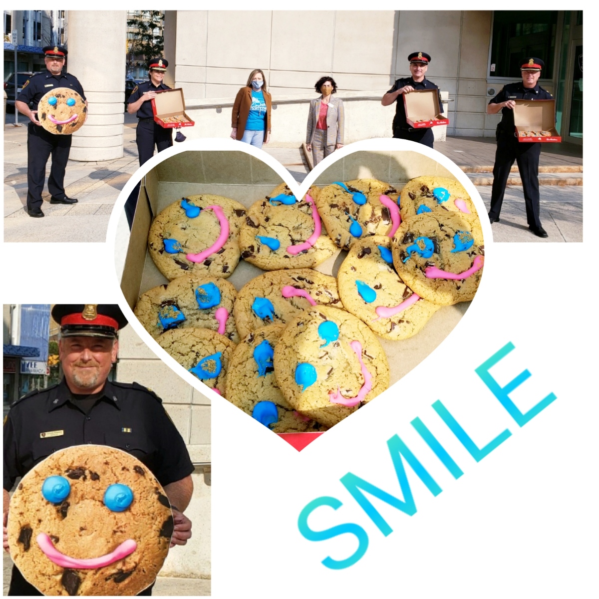 WindsorPolice's tweet photo. Cops ๐, Smiles ๐and Cookies๐ช...
Chief Mizuno and members of her Senior Leadership Team had some tasty๐ชfun today while helping support 2 local charities @JMCCentre and @WECare4KidsFDN
All thanks to our friends @TimHortons
#SmileCookie
#YQGenerosity https://t.co/QcetP3jyDF