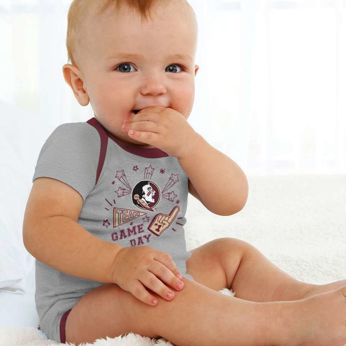 garnetandgold's tweet photo. This #onsie cheers “Florida State” even when your little Nole can’t. 🍢😍 || NEW Outerstuff baby styles are here || #futurenole #nolenation #fsubaby #lilnole #garnetgoldstore https://t.co/gUmj0tVT1A