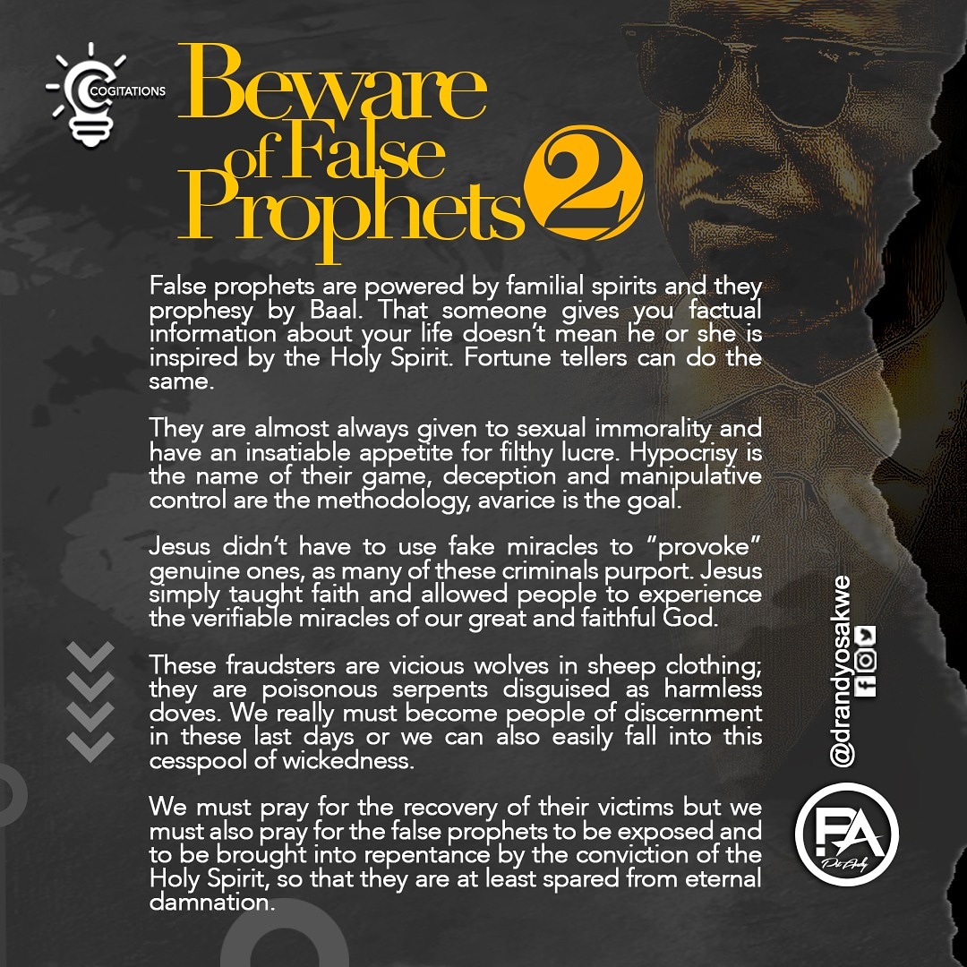 drandyosakwe's tweet photo. The #COGITATIONS for this week is crucial and we must pay maximum attention to it.
Read this week's #COGITATIONS for answers and share to help others.
#BewareOfFalseProphets
#EndTimeEvents
#Cogitations
#DrAndyOsakwe
#DominionandGreatExploits https://t.co/dB5rrMjk16