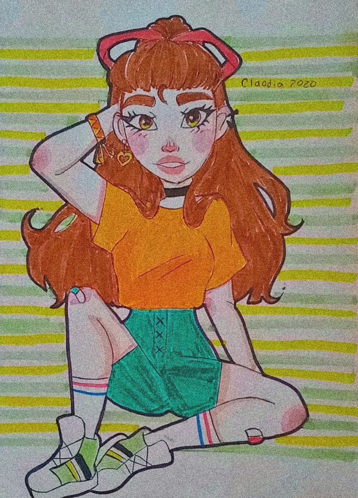 _claudia_art's tweet photo. 💚🧡Vi una ropa así en Pinterest y me inspire uwu💕 #anime #dibujo #drawing #cartoon #naranja #amarillo #verde #prettie #boceto https://t.co/Q6Nuzq4vNA