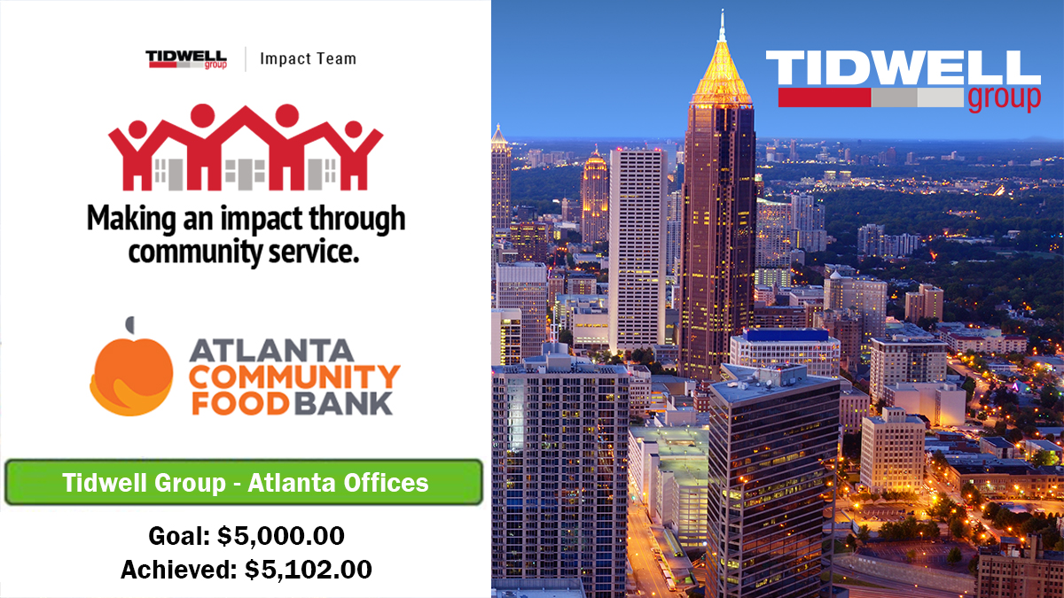 Proper nutrition during a health crisis is key to staying healthy. Thank you to those who helped #TidwellGroup in supporting @ACFB in the #FightAgainstHunger. Our Atlanta offices raised more than $5,000. Congratulations on making a difference. #givingback #ImpactTeam