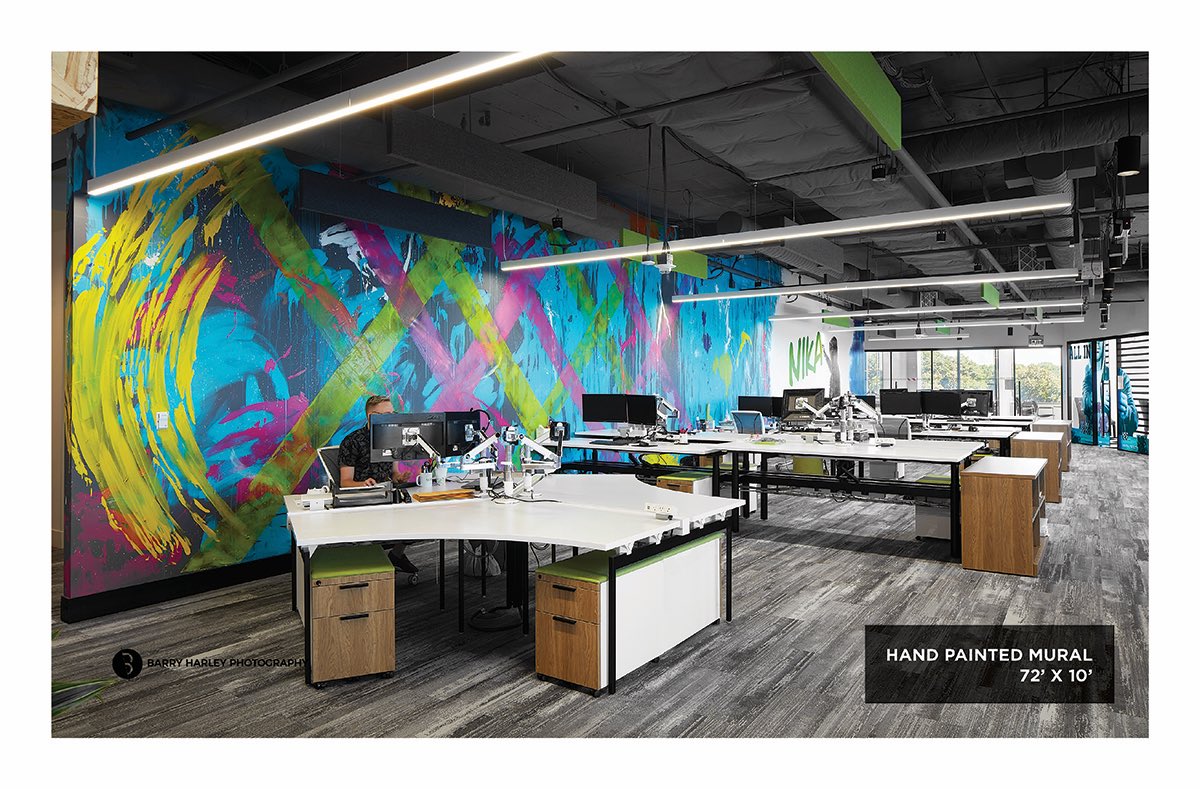 suicreative's tweet photo. SUI partnered w/ NIKA members, Kabir (CEO) &amp; Debbie (Director). NIKA’s team brought their own unique vision of the type of art &amp; environment they wanted to create for the space. SUI successfully collaborated w/ NIKA on how to bring these concepts &amp; messaging alive into the space. https://t.co/3Hvm5ZStE8