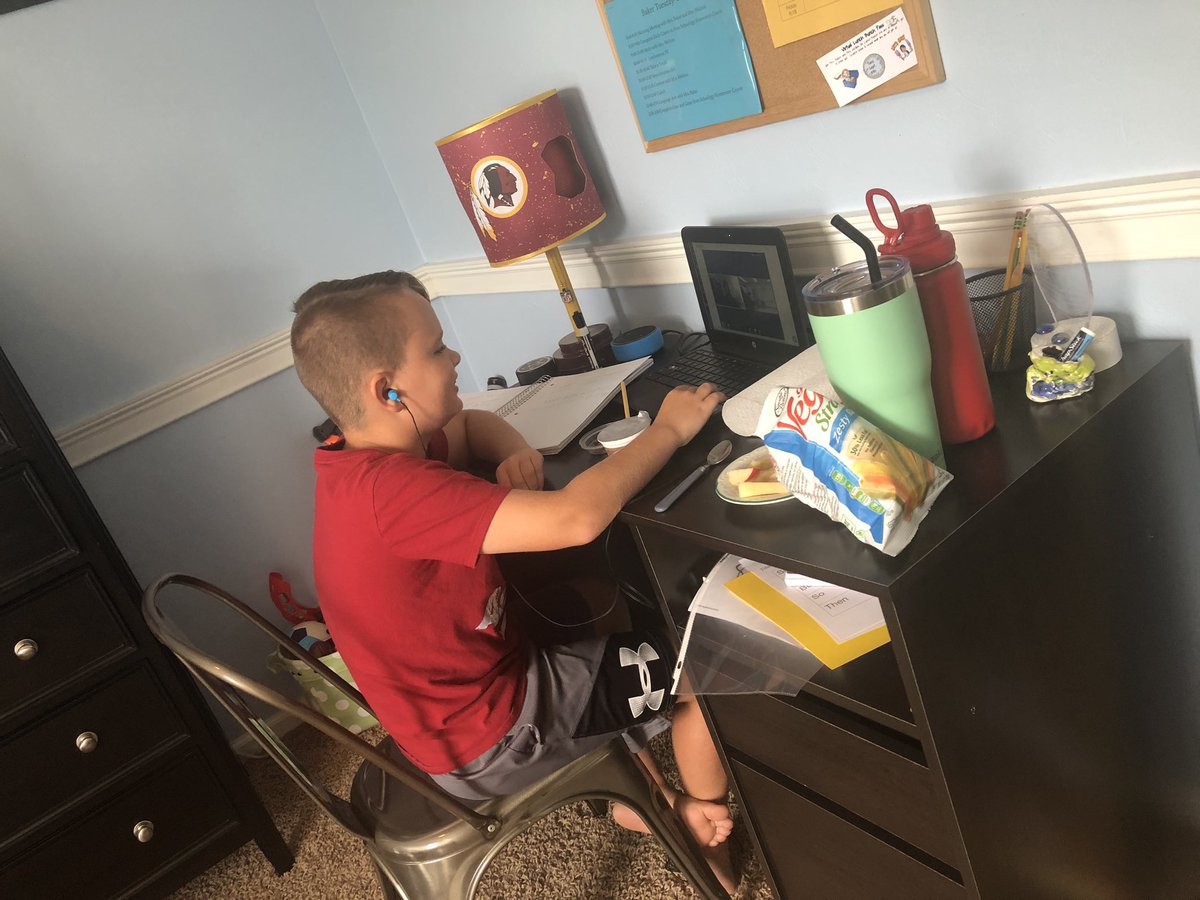 Beach_OT's tweet photo. No matter the circumstances; relationships matter!  Love how teachers are getting creative with building relationships during virtual learning! Lunch bunch virtual style was a hit with my son! @vbschools @RosemontForest @bakers_bears @WellonsMadison https://t.co/gjFT42P62G