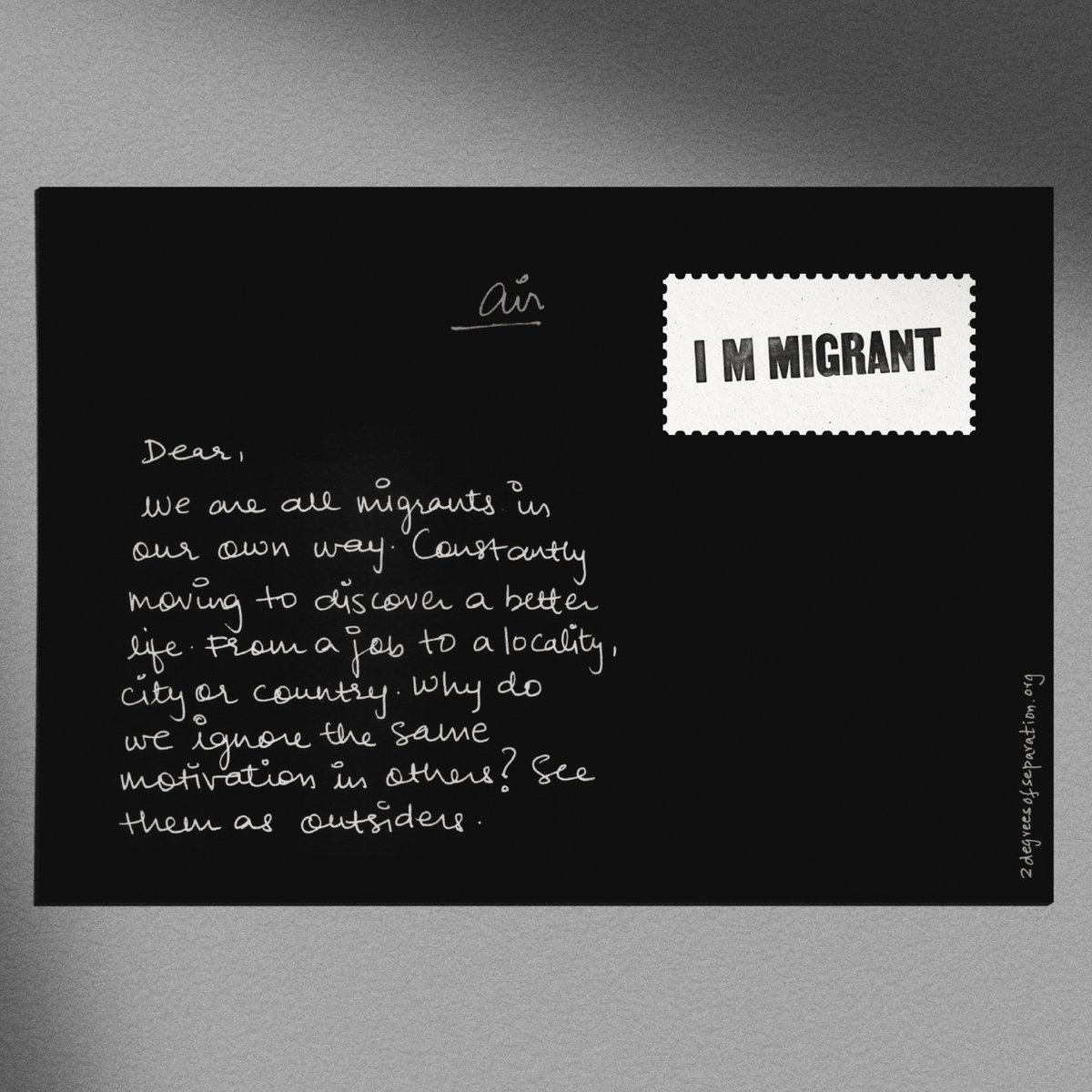 thehouseoftwoo's tweet photo. There is no them, there is just us. We are all migrants, constantly moving in search of a better life. Share your story of migration with us and together let’s create a world that offers everyone equal opportunity to pursue their dreams.

#migrantlivesmatter #2degreesofseparation https://t.co/rHutxyVv33