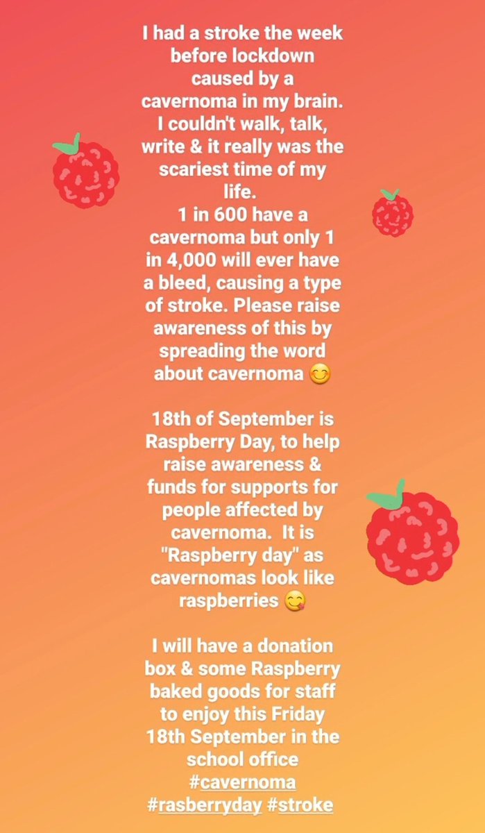NatalieFARE's tweet image. I am back doing a job I love @FARE_Scotland and @smithycroft282 ❤ No matter what is going on for you, you can through it 💪 Please help raise awareness of Cavernoma #raspberryday #cavernoma #braininjury #positivity @TheCavernomaSoc