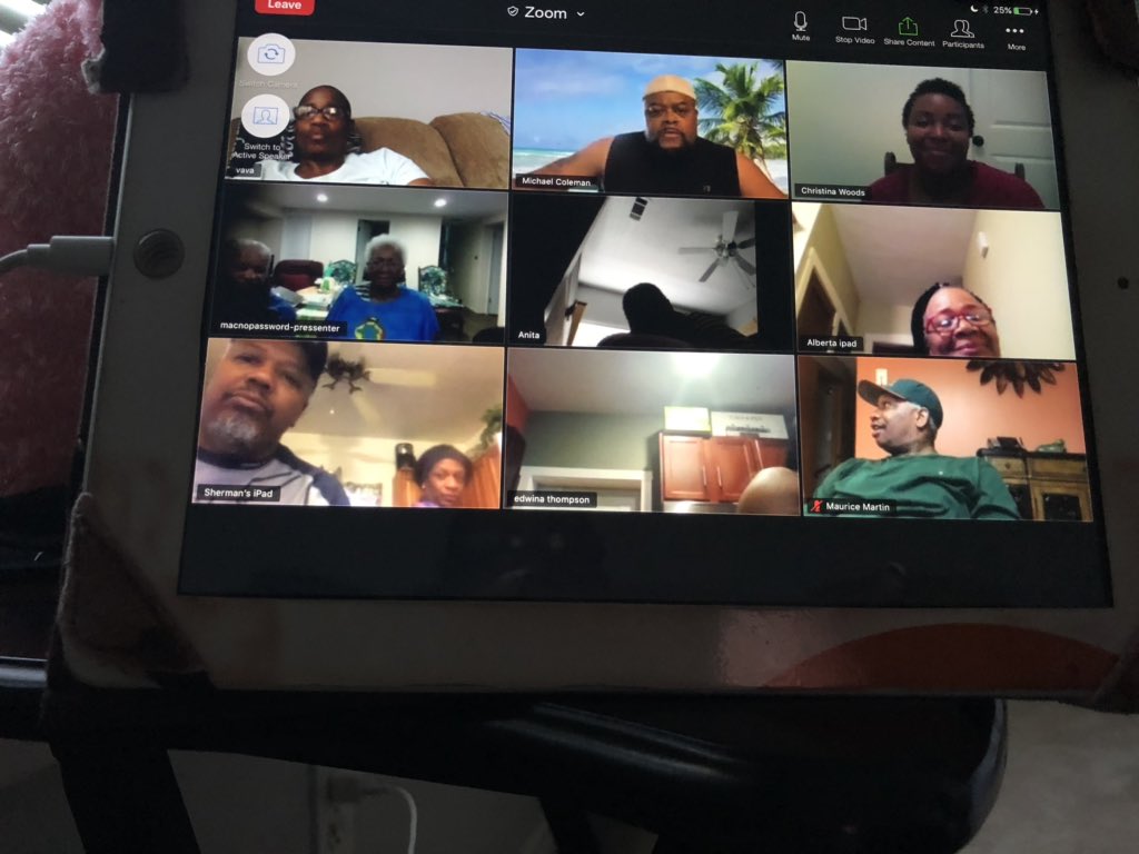 Vknowstalent's tweet photo. Doing “My surviving Covid thing” by weekly meeting on Zoom with 4 generations of my family to ensure health and wellness each Sunday!  Across 6+ states depending on who joins. What a great fellowship!  #ourEGthing #lifeatatt #checkinonlovedones https://t.co/m8sh1fNVMe