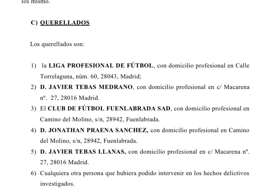 Esta es la lista de querellados.