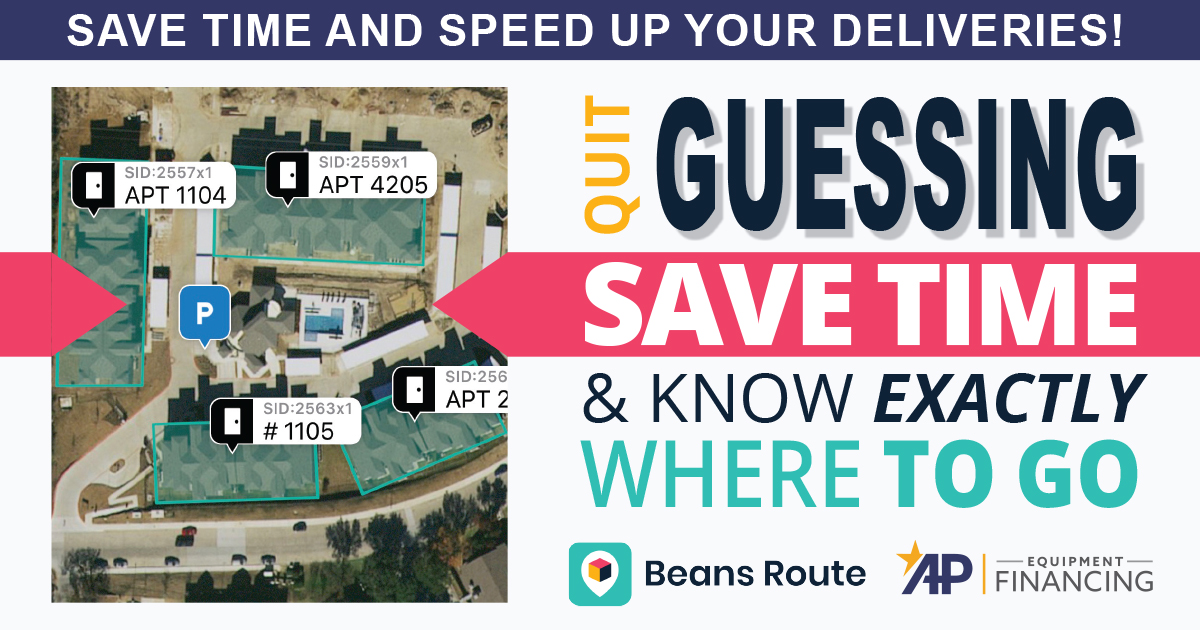 APFinancing's tweet photo. Deliver to apartments, fast. Check out how @BeansMaps can optimizes routes, make delivering to apartments easier, and allow for more efficient package dropoffs.

Get your exclusive discount with promo code APFINANCING-FALL2020! Learn more: https://t.co/CgpHE6yxjV https://t.co/9KGfDWT9vM