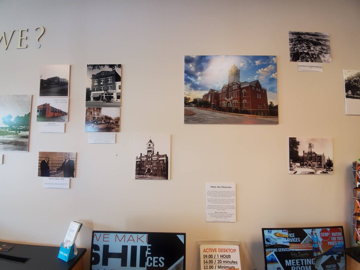 printcharming's tweet photo. Added a new McDonough History wall at the shop! Come by and check it out! A HUGE thank you to Historian John Teague for all the great information and research he provided on his page Henry County History! https://t.co/4ADJgzJjWC