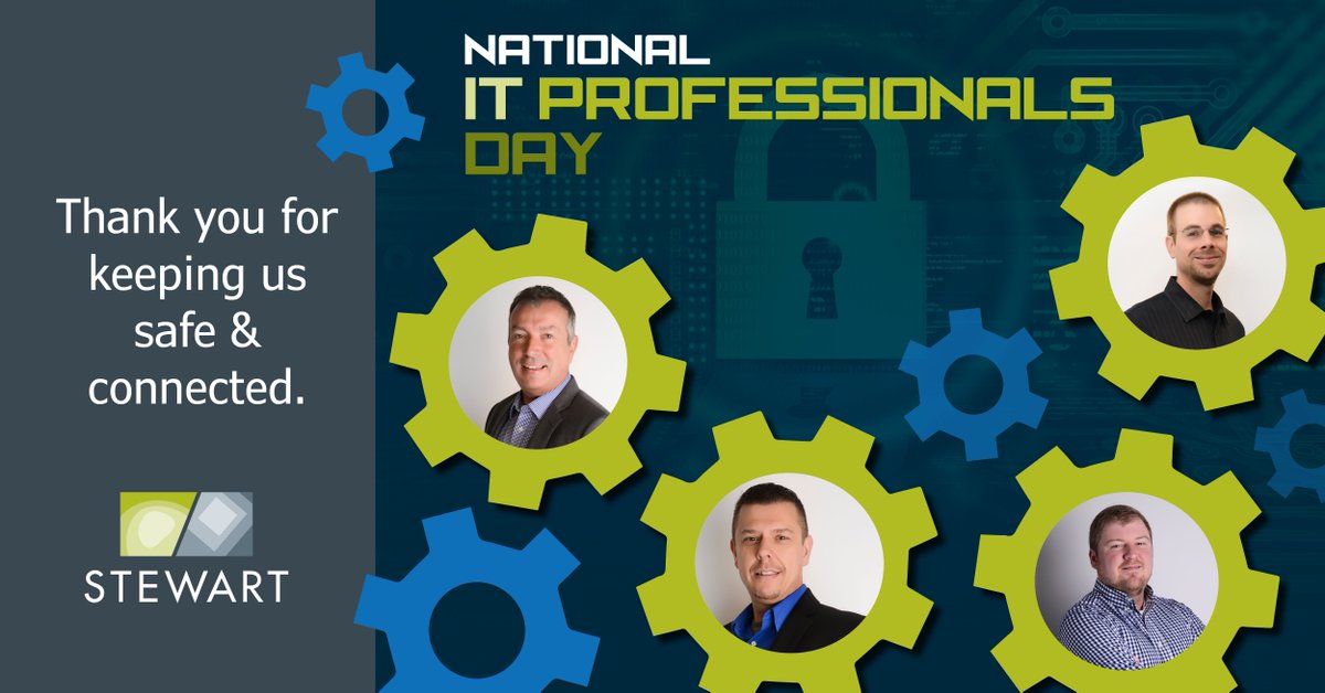 StewartInc's tweet photo. This year we are especially thankful for our IT team! They didn't miss a beat as we transitioned our entire workforce into working remotely. Because of their excellence, we  continue to deliver the service our clients expect! #nationalitprofessionalsday #THREAD #lifeatstewart https://t.co/wiZSufMgIp