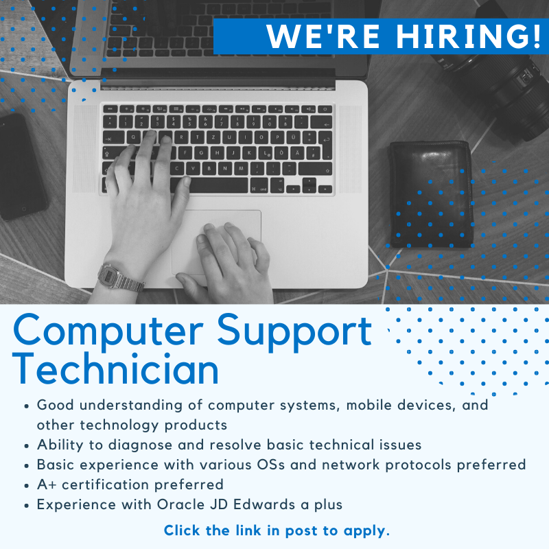WelkerInc's tweet photo. Looking for work in #SugarLand, TX? We have an opening for a #ComputerSupportTechnician π₯οΈ.
Learn more & apply https://t.co/ZLNWZR585i
#Welker #NowHiring #JobListing #HelpDesk #WorkingInTech #APlusCertified #OracleJDEdwards #OilAndGas https://t.co/qTtZ9a3joo