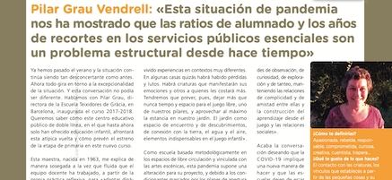 RosaFornerCalpe's tweet photo. El tema de las escuelas nos está trayendo de cabeza a todxs. Iniciamos el curso con este retrato d @EditorialGrao a #PilarGrau, directora d la Escuela Teixidores  del barrio de Gracia en #Barcelona https://t.co/Tgt6WOnCXY @escola_gracia @afateixidoresg @PGrau3 #educación https://t.co/RaLxozDso6