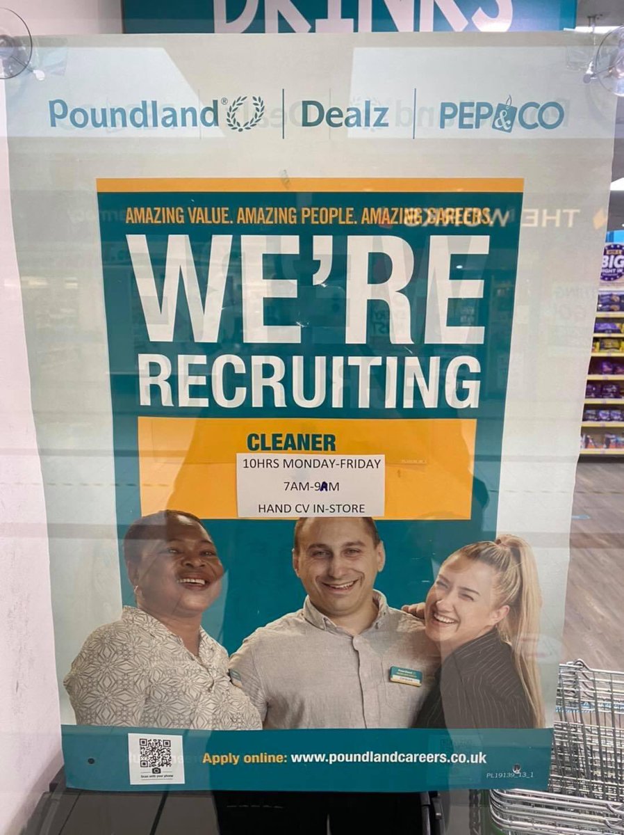 TraceyHpool's tweet photo. Poundland &amp; Pep and Co #Hartlepool Cleaning position has become available 7am-9am please apply in store by handing a CV in store #JobVacancy #Cleaner https://t.co/j6LoX8iOrb