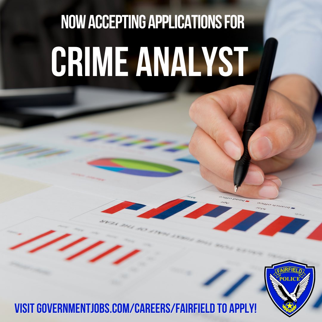 Are you, or someone you know interested in being a Crime Analyst?! #ffpd #GreatCareer #MakeADifference #TeamFairfield